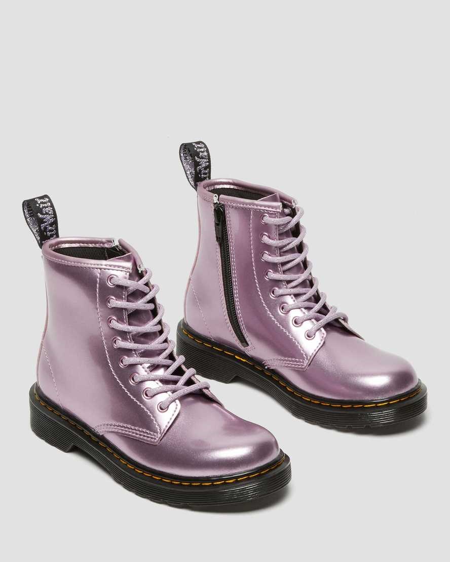 Dr Martens Junior 1460 Metallic Schnürstiefel Kinder Rosa | BCV-640158