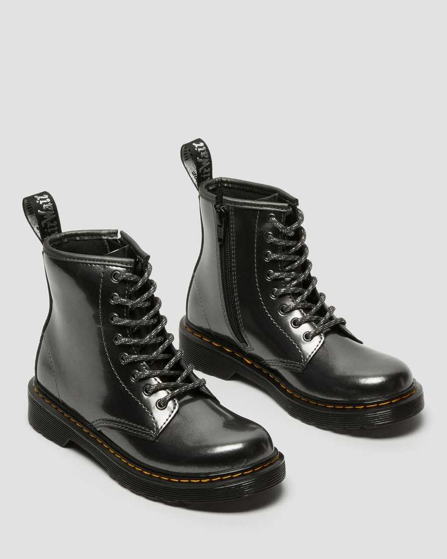 Dr Martens Junior 1460 Metallic Schnürstiefel Kinder Grau | VHB-839560