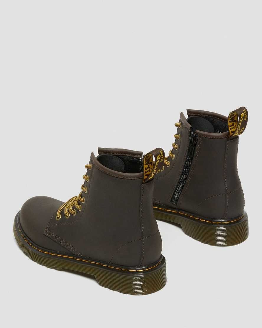 Dr Martens Junior 1460 Wildhorse Leder Schnürstiefel Kinder Dunkelbraun | ZYL-830749