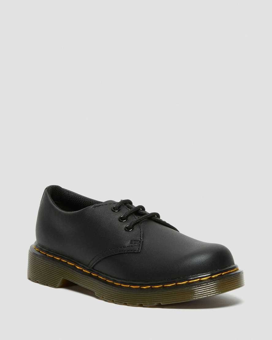 Dr Martens Junior 1461 Softy T Leder Oxfords Schuhe Kinder Schwarz | XRF-512936