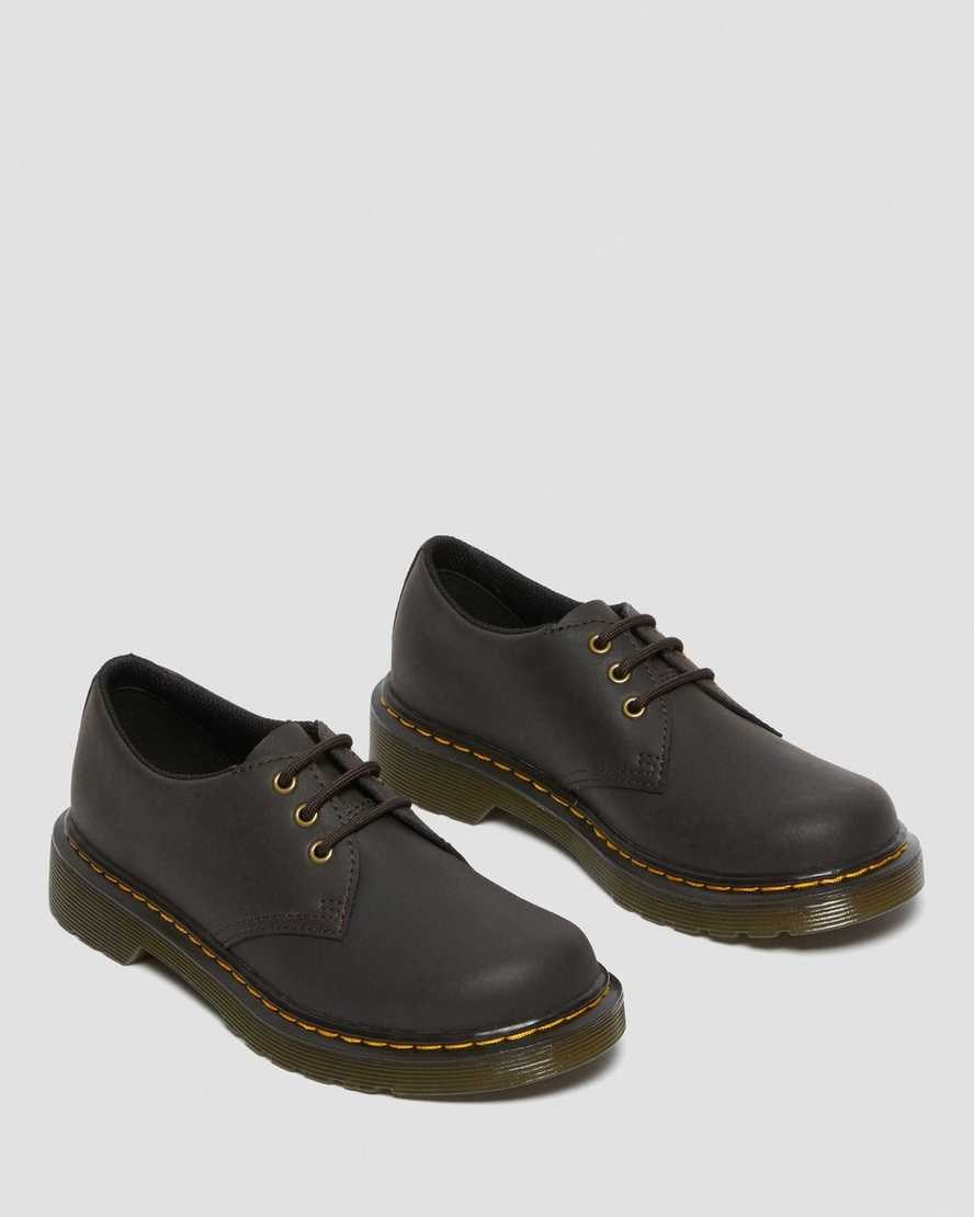 Dr Martens Junior 1461 Wildhorse Leder Oxfords Schuhe Kinder Dunkelbraun | YTU-028165