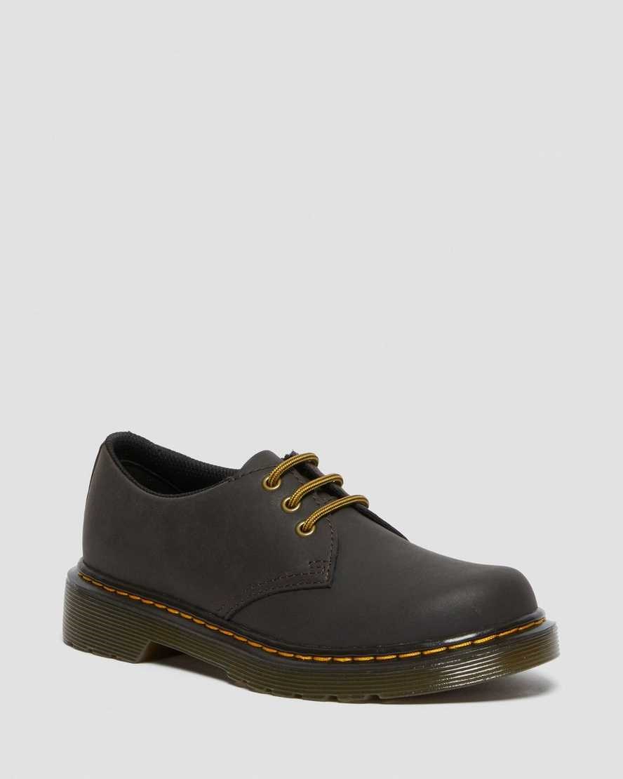 Dr Martens Junior 1461 Wildhorse Leder Oxfords Schuhe Kinder Dunkelbraun | YTU-028165