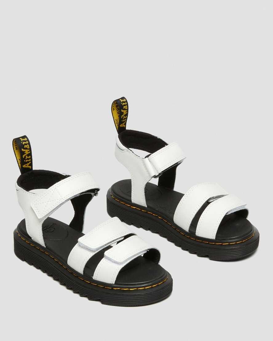 Dr Martens Junior Klaire Leder Riemchensandalen Kinder Weiß | OQM-543096