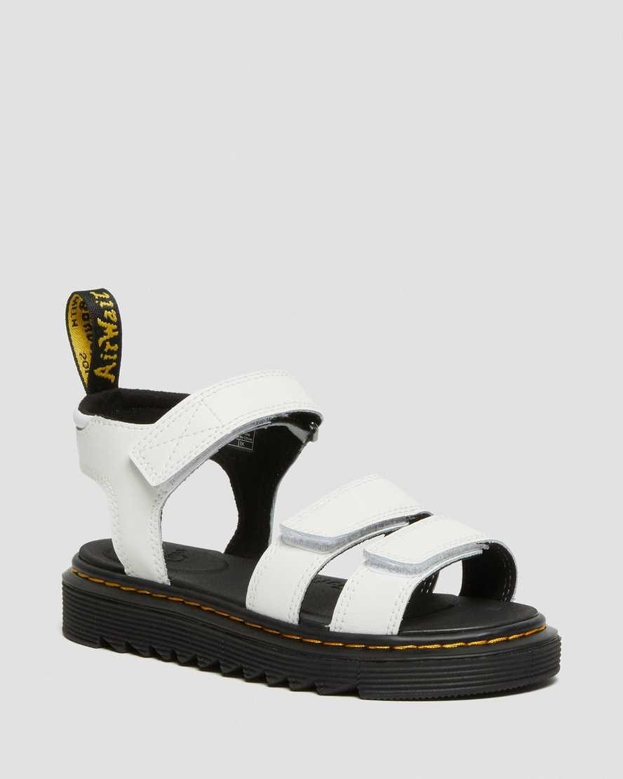 Dr Martens Junior Klaire Leder Riemchensandalen Kinder Weiß | OQM-543096