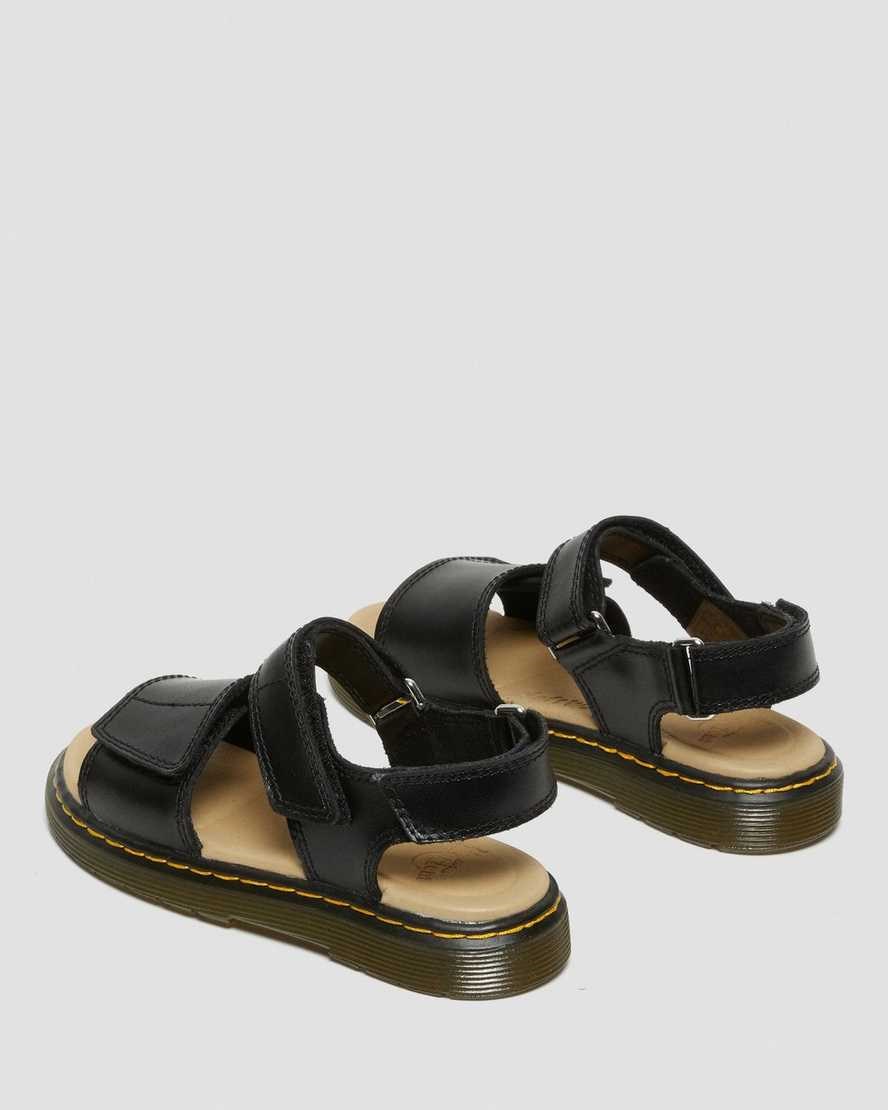 Dr Martens Junior Romi Leder Velcro Sandals Kinder Schwarz | KCJ-124069