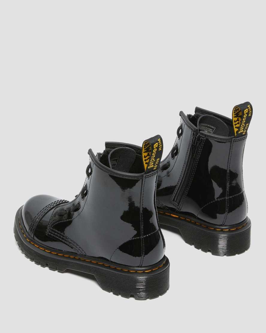 Dr Martens Junior Sinclair Bex Lack Leder Stiefeletten Kinder Schwarz | XET-418095