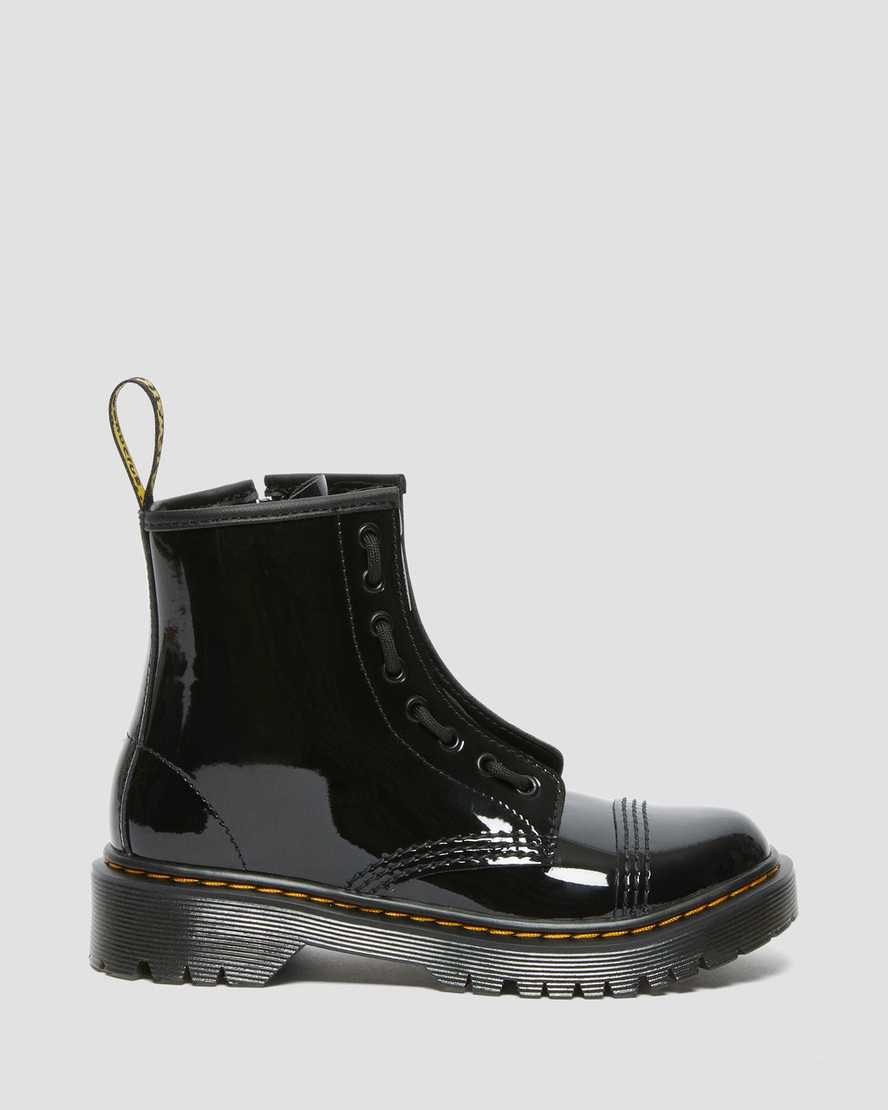 Dr Martens Junior Sinclair Bex Lack Leder Stiefeletten Kinder Schwarz | XET-418095