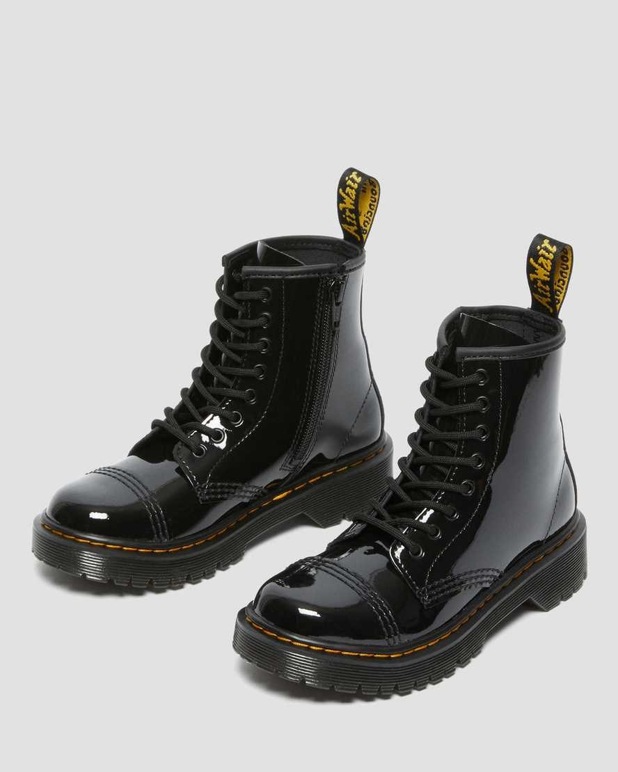 Dr Martens Junior Sinclair Bex Lack Leder Stiefeletten Kinder Schwarz | XET-418095