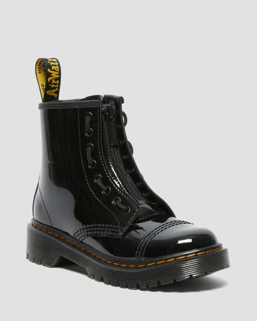 Dr Martens Junior Sinclair Bex Lack Leder Stiefeletten Kinder Schwarz | XET-418095