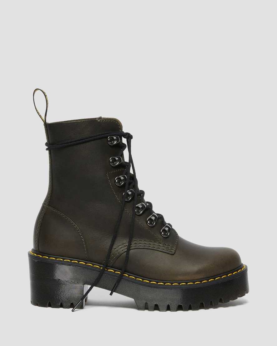 Dr Martens Leona Leder Stiefeletten Damen Braun | RWT-016874