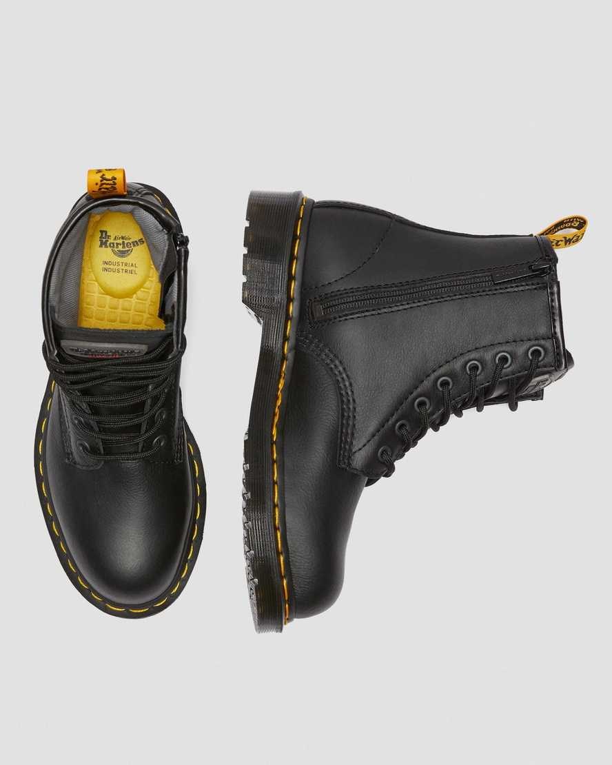 Dr Martens Maple Zip Newark Steel Kappe Arbeits Schnürstiefel Damen Schwarz | ZRD-659301