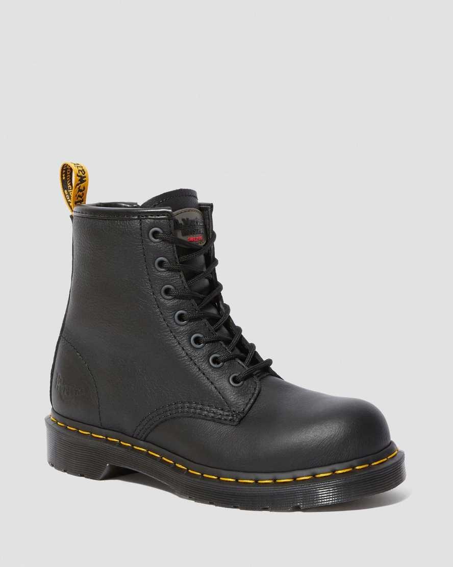 Dr Martens Maple Zip Newark Steel Kappe Arbeits Schnürstiefel Damen Schwarz | ZRD-659301