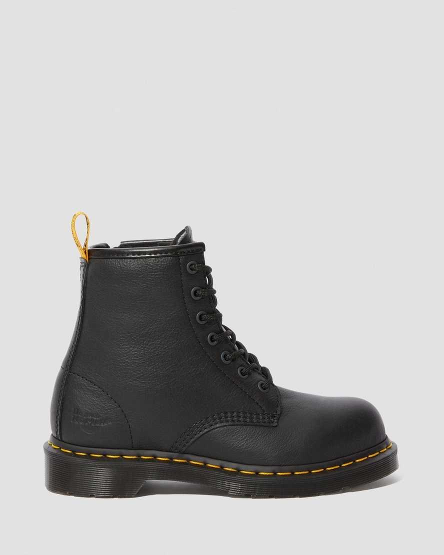 Dr Martens Maple Zip Newark Steel Kappe Arbeits Schnürstiefel Damen Schwarz | ZRD-659301