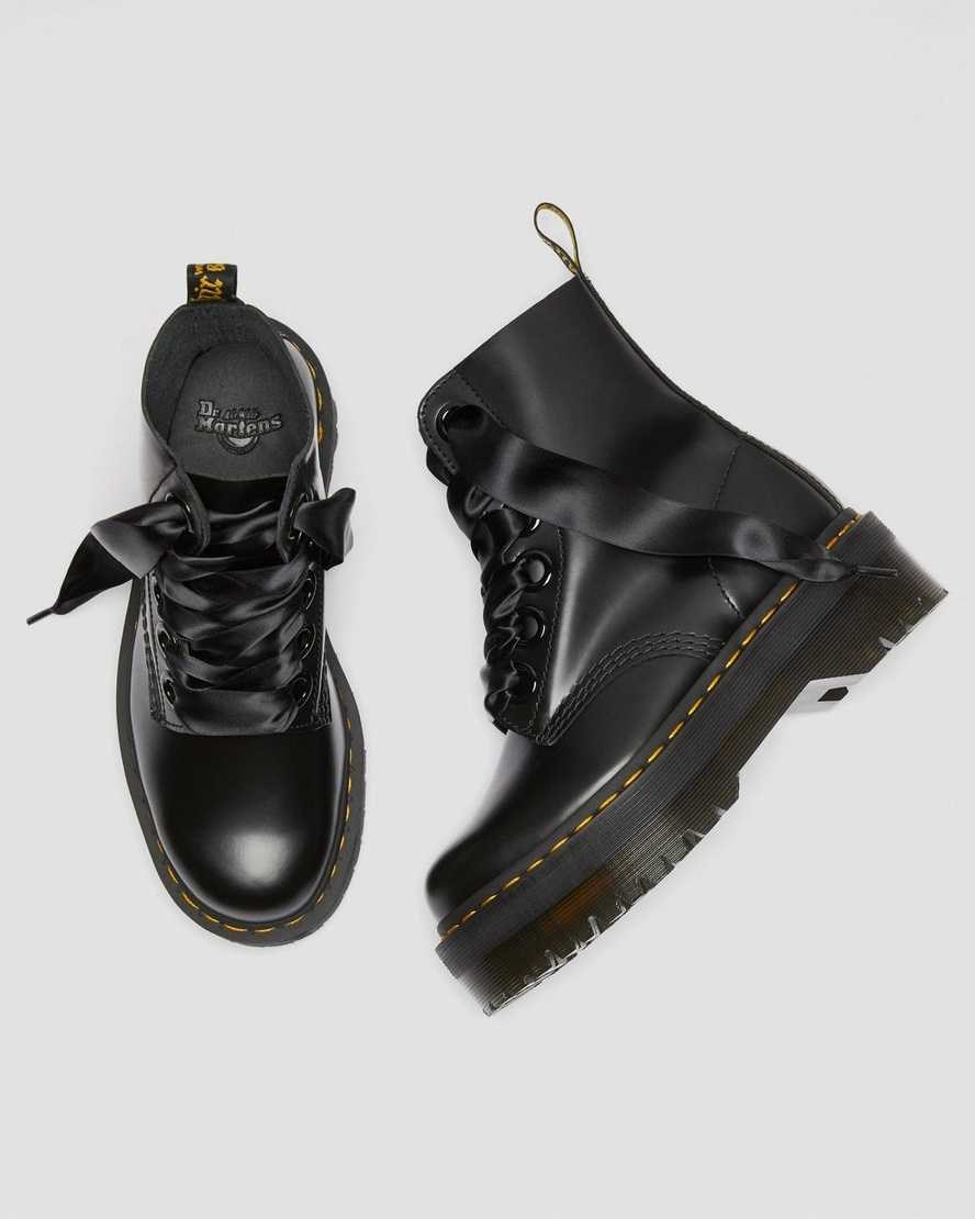 Dr Martens Molly Leder Schnürstiefel Damen Schwarz | LUV-429710