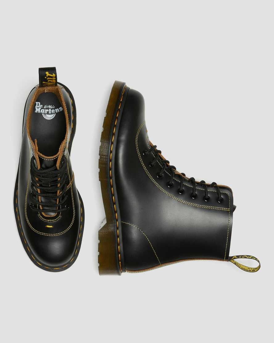 Dr Martens Pharamond Vintage Smooth Leder Stiefeletten Herren Schwarz | KOX-708253