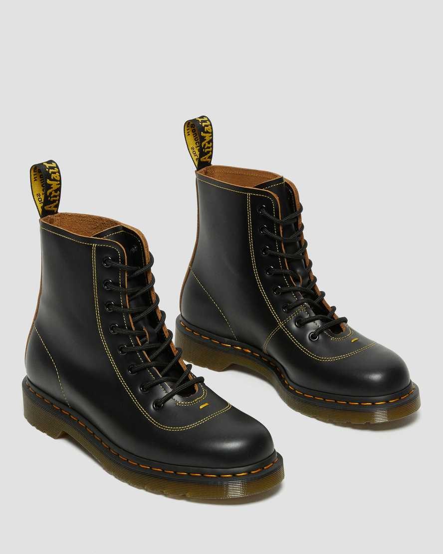 Dr Martens Pharamond Vintage Smooth Leder Stiefeletten Herren Schwarz | KOX-708253