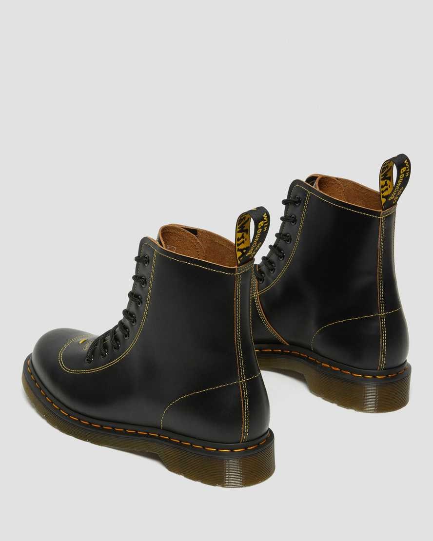 Dr Martens Pharamond Vintage Smooth Leder Stiefeletten Herren Schwarz | KOX-708253