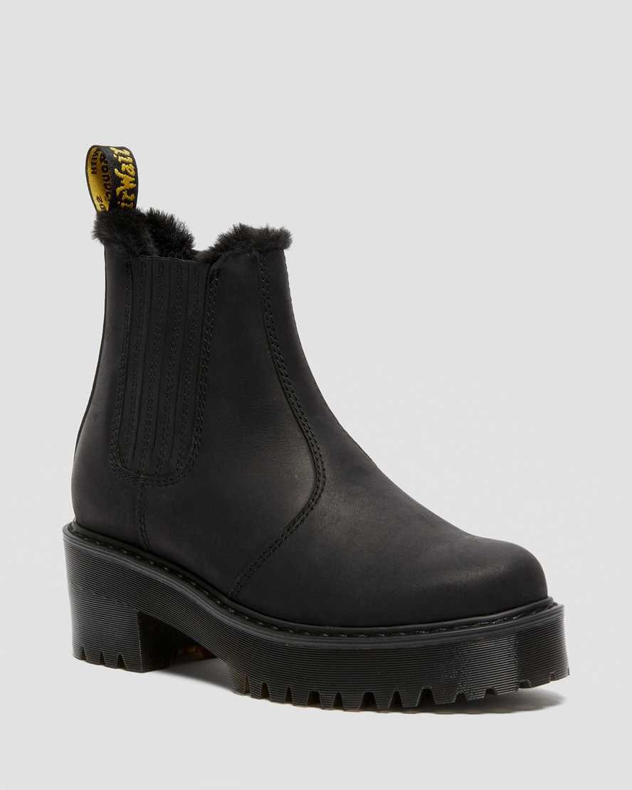 Dr Martens Rometty Faux Fur Leder Chelsea Stiefel Damen Schwarz | OBN-852940