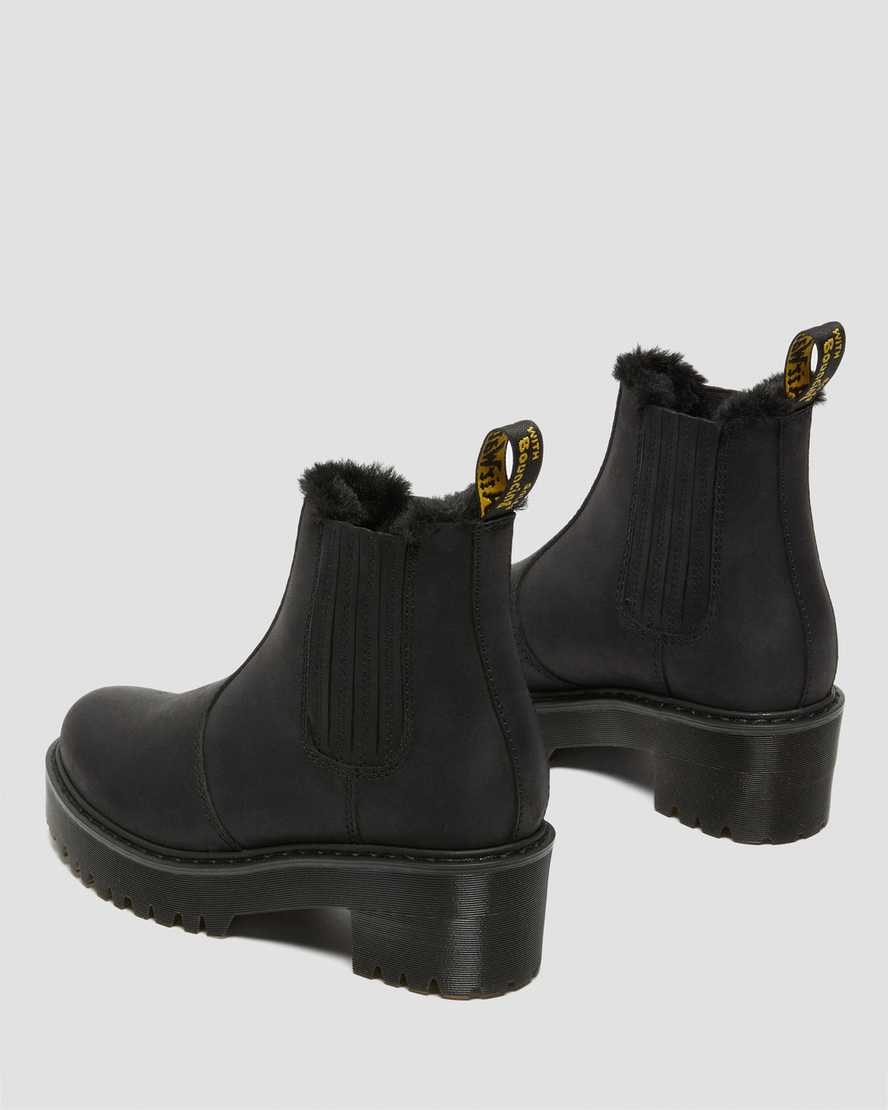 Dr Martens Rometty Faux Fur Leder Stiefeletten Damen Schwarz | PZF-295147