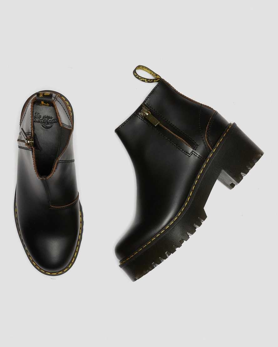 Dr Martens Rometty II Vintage Smooth Leder Stiefeletten Damen Schwarz | EGQ-569827