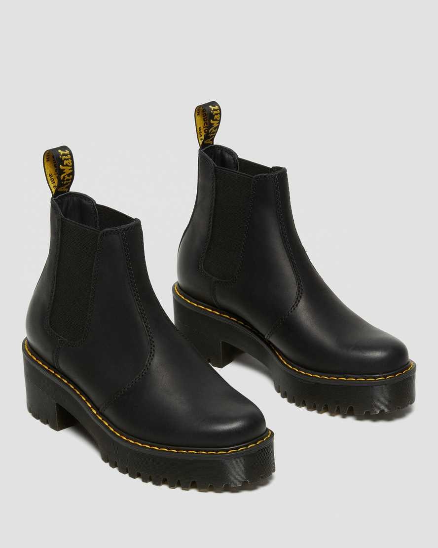 Dr Martens Rometty Wyoming Leder Plattform Chelsea Stiefel Damen Schwarz | VRM-046319