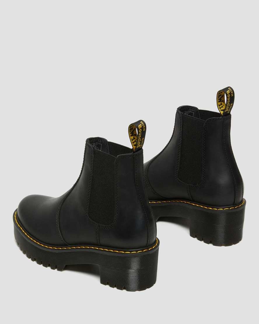 Dr Martens Rometty Wyoming Leder Plattform Chelsea Stiefel Damen Schwarz | VRM-046319