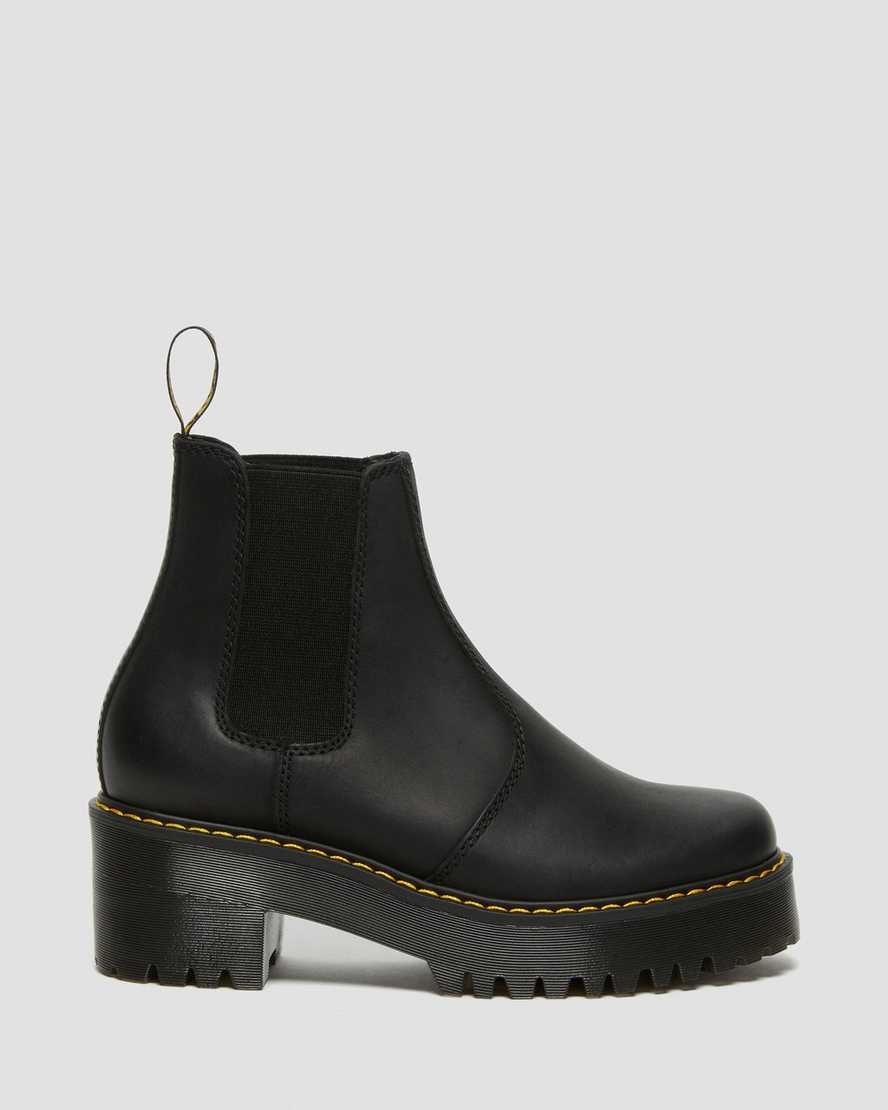 Dr Martens Rometty Wyoming Leder Plattform Chelsea Stiefel Damen Schwarz | VRM-046319