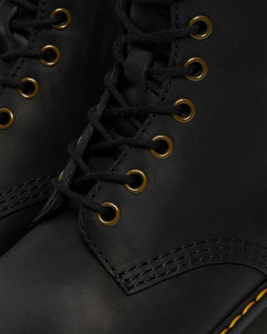 Dr Martens Shriver Hi Wyoming Leder Absatz Schnürstiefel Damen Schwarz | KPO-724105