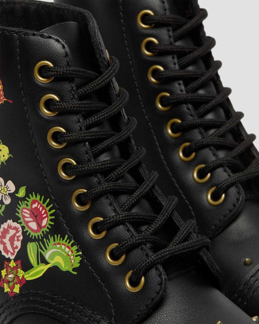 Dr Martens Sinclair Floral Bloom Leder Zip Up Stiefel Damen Schwarz | AXW-206358