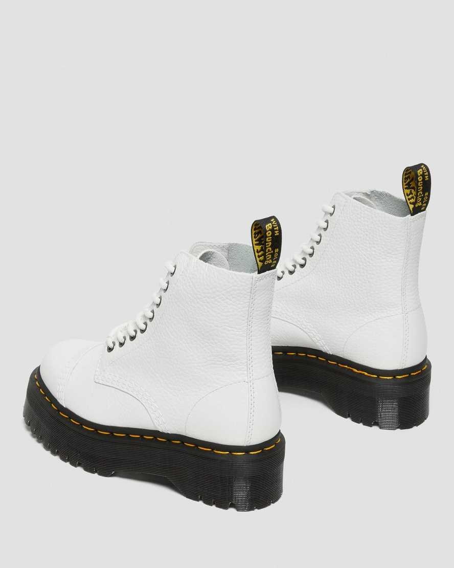 Dr Martens Sinclair Milled Nappa Leder Schnürstiefel Damen Weiß | OZB-015642