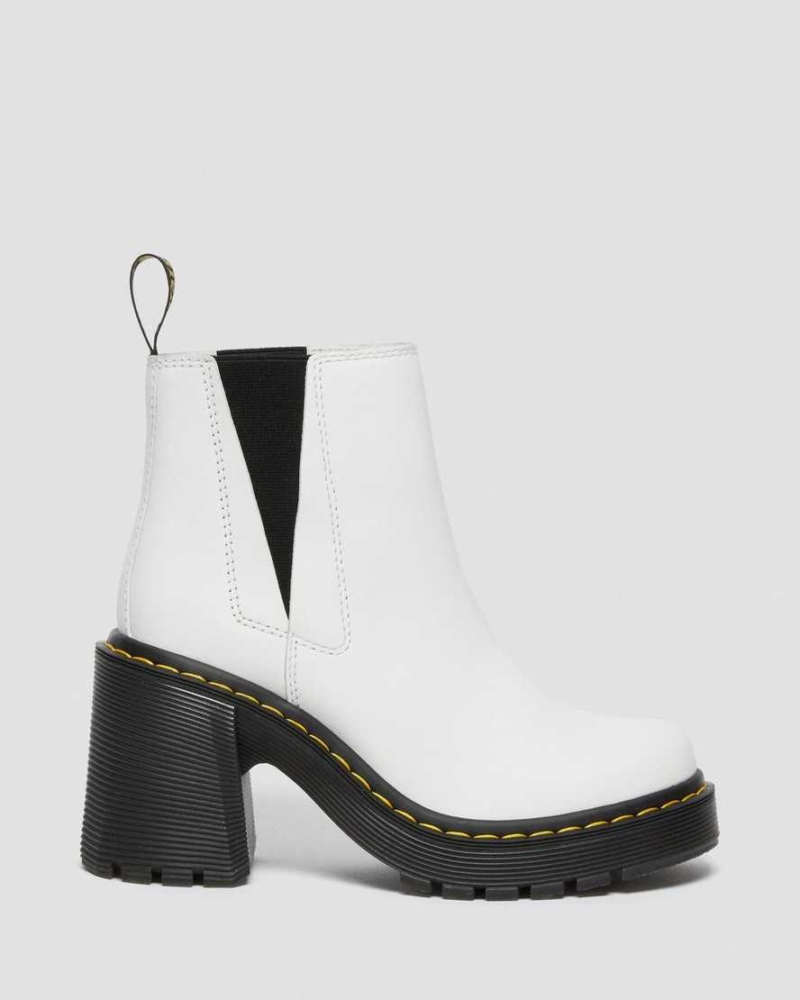 Dr Martens Spence Leder Flared Heel Chelsea Stiefel Damen Weiß | OHN-458273