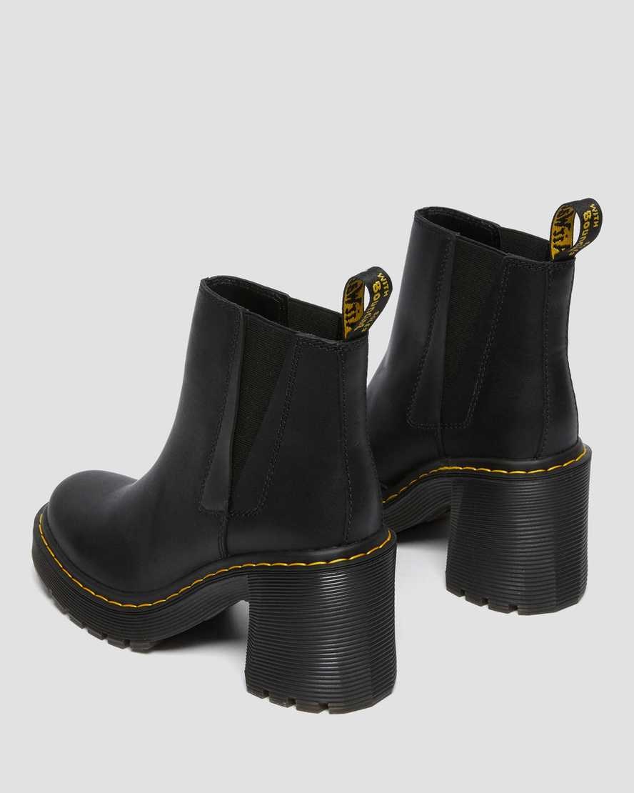 Dr Martens Spence Leder Flared Heel Chelsea Stiefel Damen Schwarz | YMQ-497816