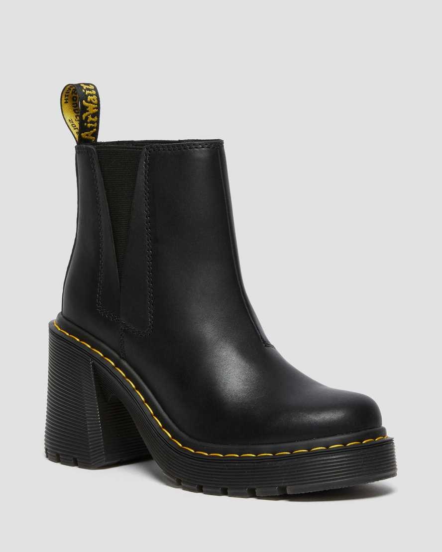 Dr Martens Spence Leder Flared Heel Chelsea Stiefel Damen Schwarz | YMQ-497816