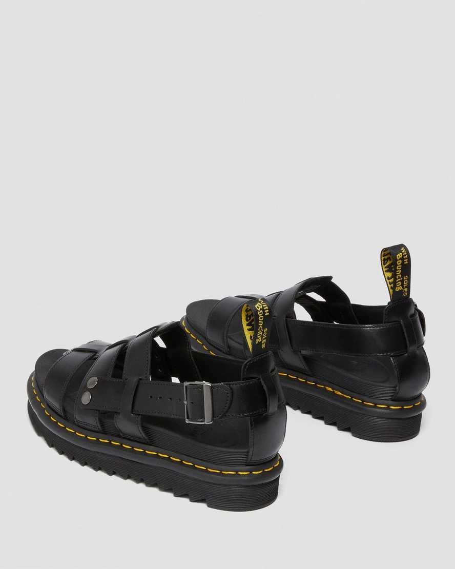 Dr Martens Terry Leder Riemchensandalen Damen Schwarz | BWC-806795