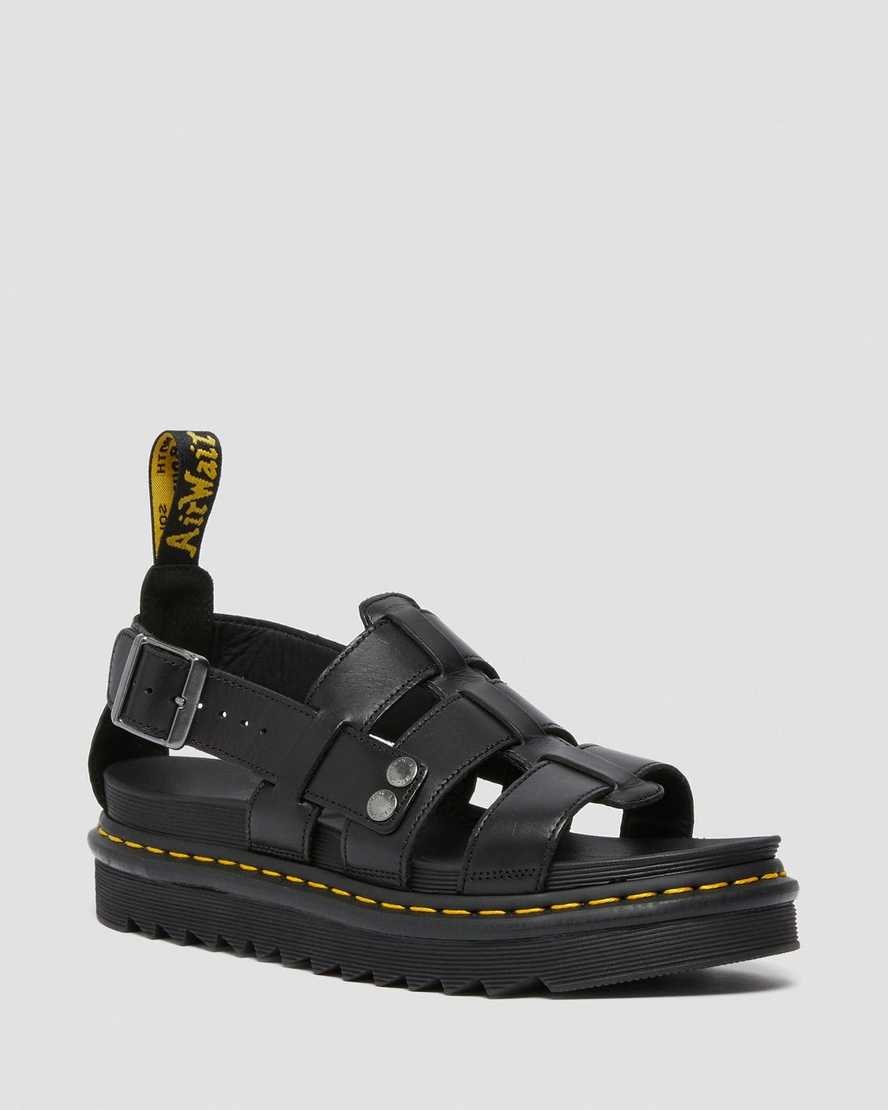 Dr Martens Terry Leder Riemchensandalen Damen Schwarz | BWC-806795