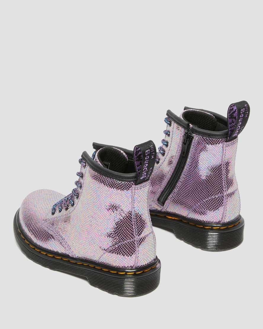 Dr Martens Toddler 1460 Iridescent Reptile Leder Schnürstiefel Kinder Lila | BUG-489032