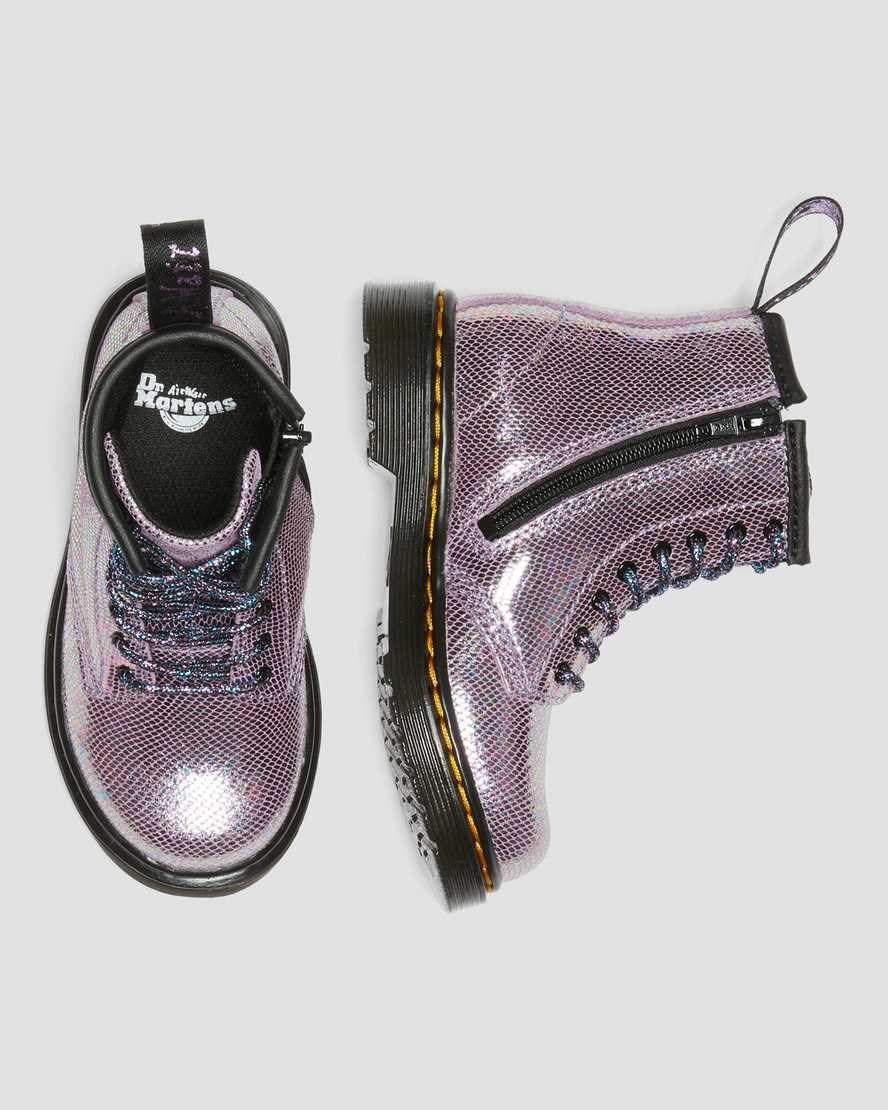 Dr Martens Toddler 1460 Iridescent Reptile Leder Schnürstiefel Kinder Lila | BUG-489032