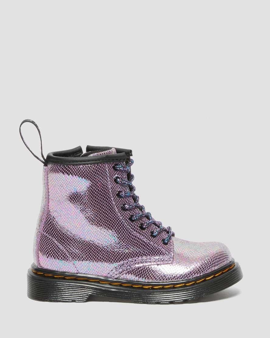 Dr Martens Toddler 1460 Iridescent Reptile Leder Schnürstiefel Kinder Lila | BUG-489032