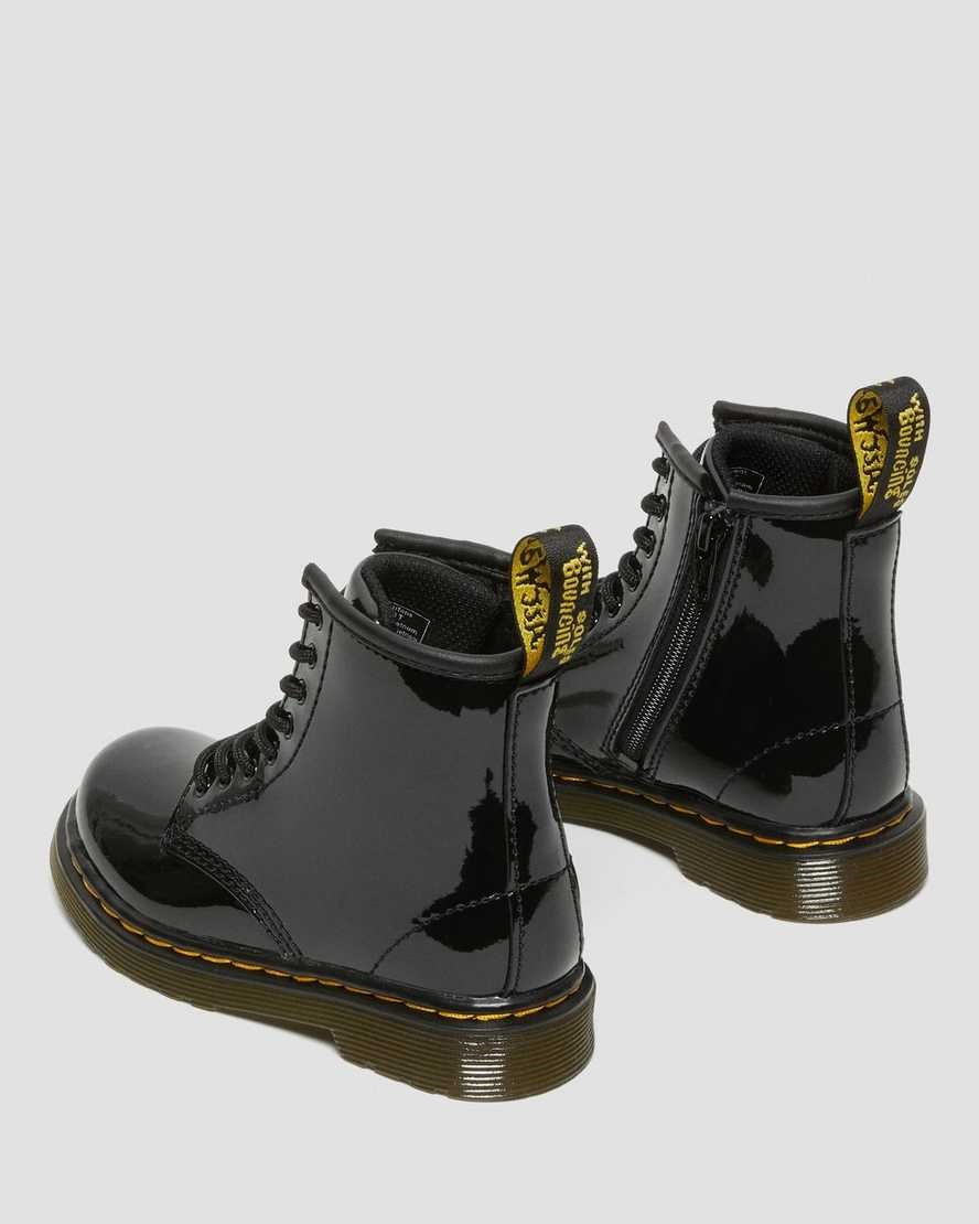 Dr Martens Toddler 1460 Lack Leder Schnürstiefel Kinder Schwarz | ATM-684192