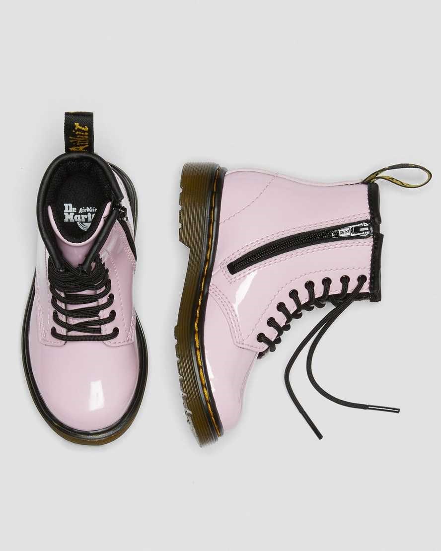 Dr Martens Toddler 1460 Lack Leder Schnürstiefel Kinder Rosa | HQR-698537