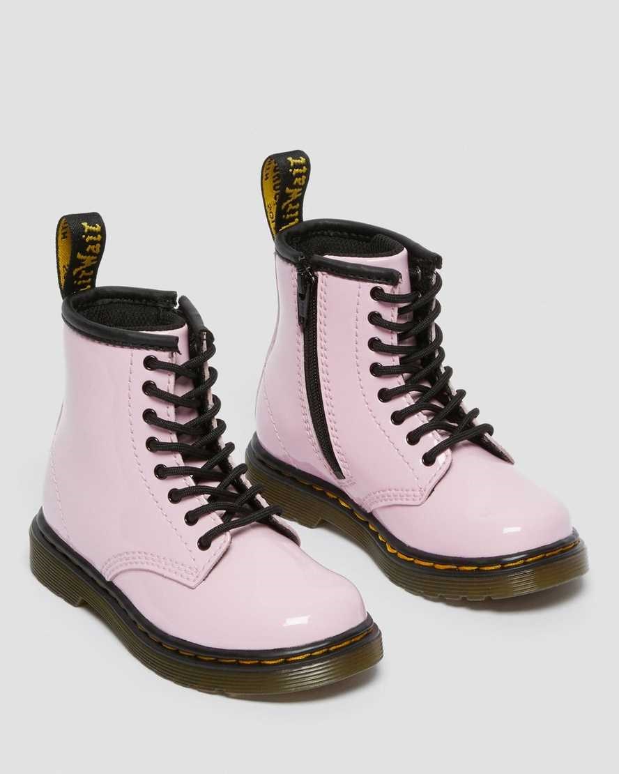 Dr Martens Toddler 1460 Lack Leder Schnürstiefel Kinder Rosa | HQR-698537