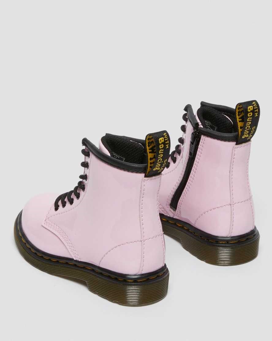 Dr Martens Toddler 1460 Lack Leder Schnürstiefel Kinder Rosa | HQR-698537