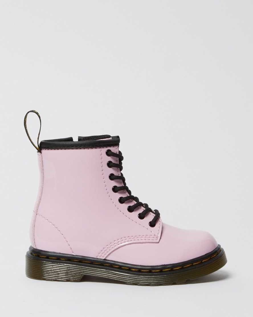 Dr Martens Toddler 1460 Lack Leder Schnürstiefel Kinder Rosa | HQR-698537