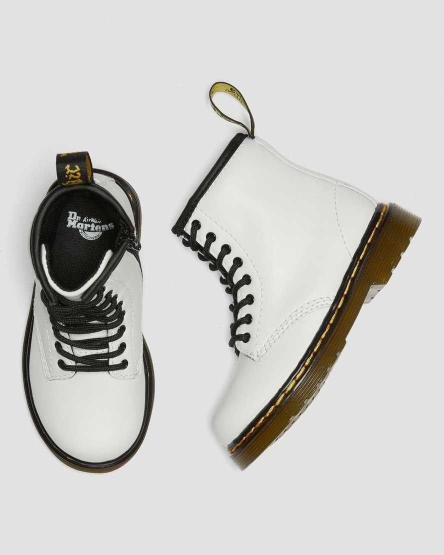 Dr Martens Toddler 1460 Leder Schnürstiefel Kinder Weiß | DCI-985014