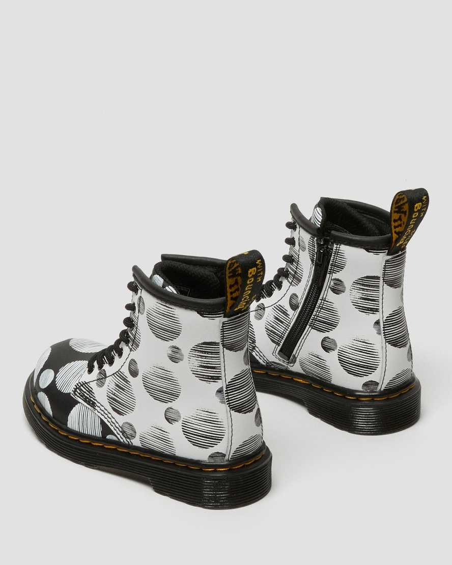 Dr Martens Toddler 1460 Polka Dot Leder Schnürstiefel Kinder Schwarz | XBC-815672