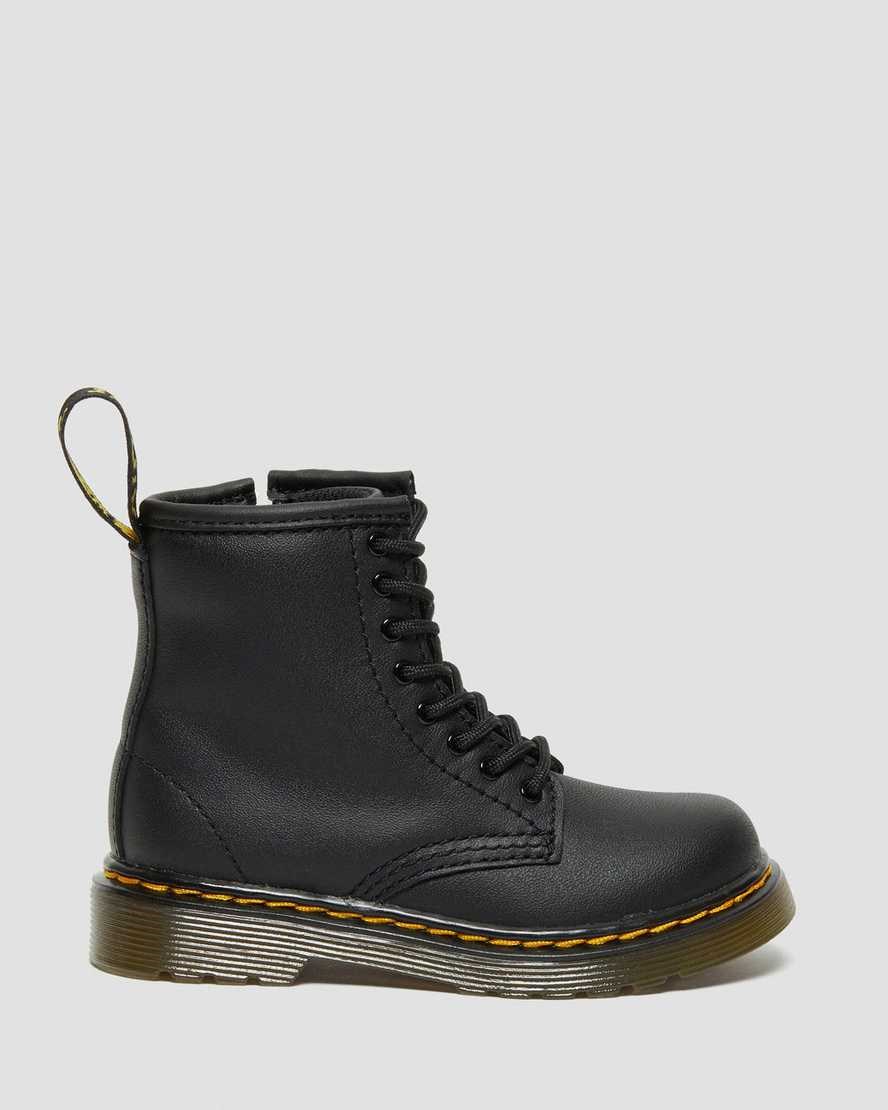 Dr Martens Toddler 1460 Softy T Leder Schnürstiefel Kinder Schwarz | DLJ-194852