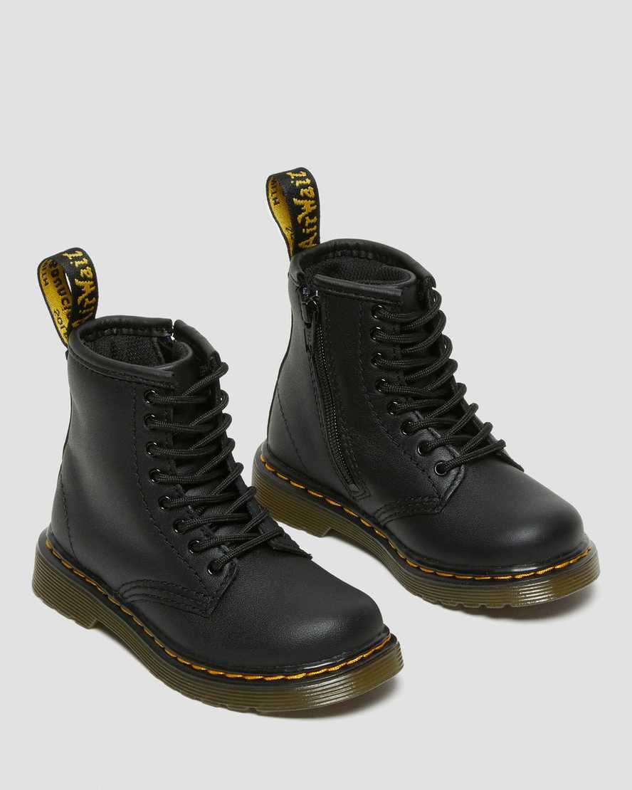 Dr Martens Toddler 1460 Softy T Leder Schnürstiefel Kinder Schwarz | DLJ-194852