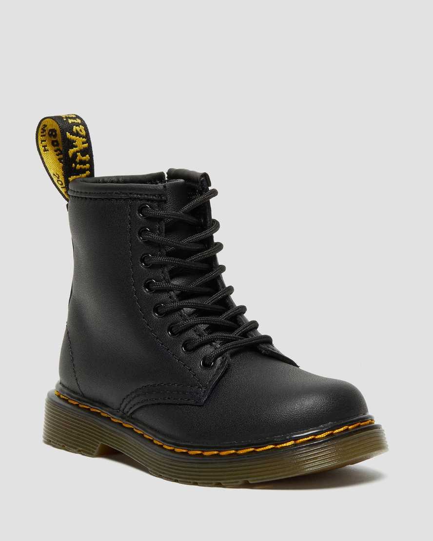 Dr Martens Toddler 1460 Softy T Leder Schnürstiefel Kinder Schwarz | DLJ-194852