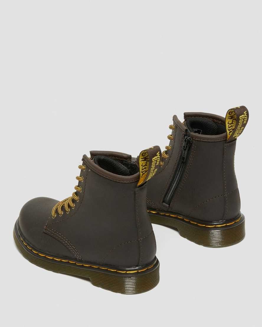 Dr Martens Toddler 1460 Wildhorse Leder Schnürstiefel Kinder Dunkelbraun | UJA-851607