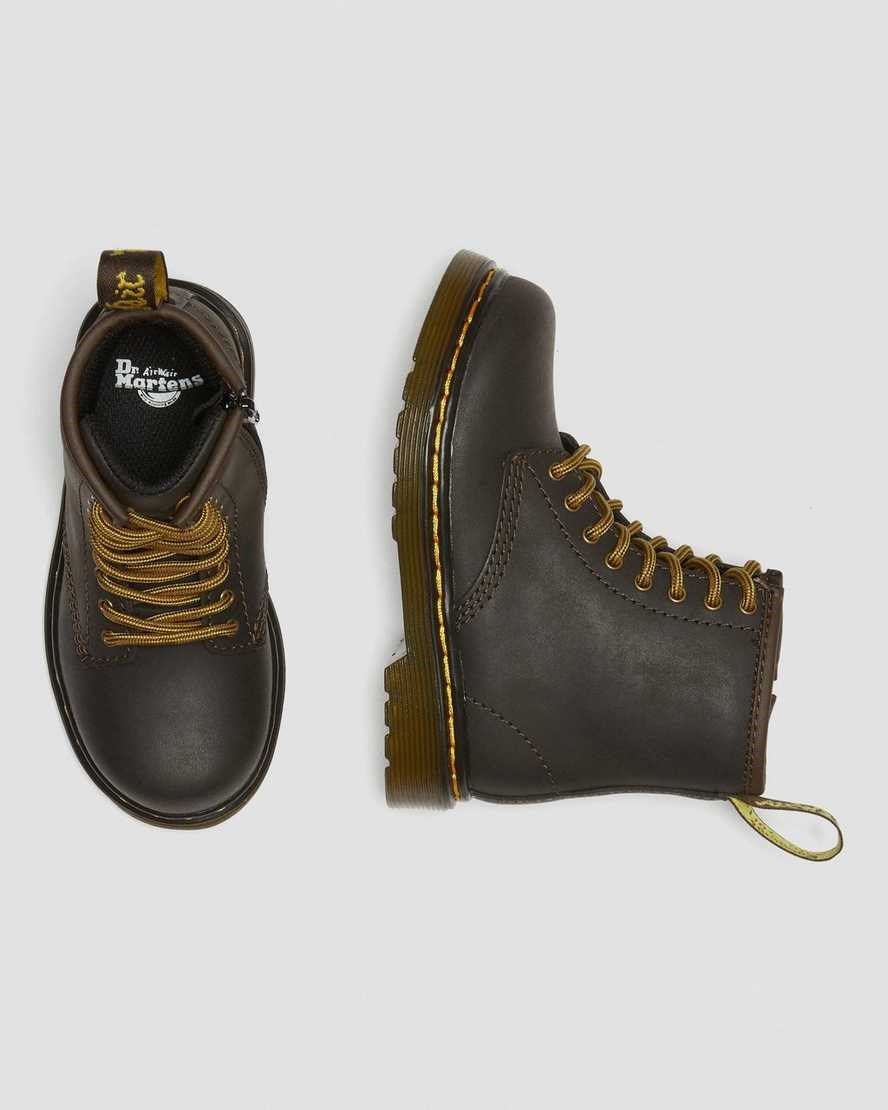 Dr Martens Toddler 1460 Wildhorse Leder Schnürstiefel Kinder Dunkelbraun | UJA-851607